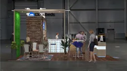 20x20 Island booth design by Reaction Space